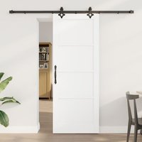 Porte coulissante vidaXL avec kit de quincaillerie 'ORKDAL'en pin massif blanc, Porte intérieure vidaXL 'ORKDAL'blanche 78x202x4 cm en pin massif