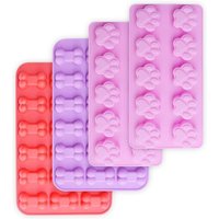 Lot De 4 Moules En Silicone Antiadhésifs Pour Chocolats, Bonbons, Gelée, Glaçons, Friandises Pour Chien, Moules En Forme De Patte De Chien Et D?Os