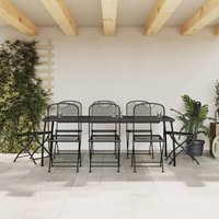 Vidaxl Ensemble À Manger De Jardin 9 Pcs Anthracite Métal Maille