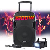 Enceinte DJ 1500W, GEMINI AS-12TOGO sur batterie Sono PA 12 Pouces, USB SD Bluetooth RADIO FM, microphone, Jeu de Lumière Strobe