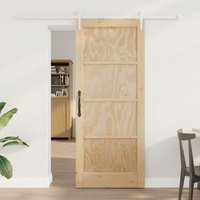 Porte Coulissante vidaXL avec Kit de Matériel 83x202 cm en Bois Massif Pin, Porte Intérieure ""ORKDAL"" 83x202x4 cm en Bois Massif Pin