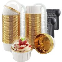 Lot De 100 Doublures Pour Cupcakes Avec Couvercles En Forme De Dôme, Moules À Cupcakes En Aluminium De 5,5 Oz, Moules À Muffins Jetables Pour
