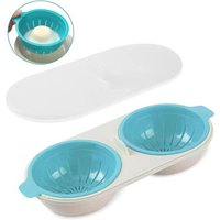 Cuiseur À ¿Ufs Micro-Ondes (Bleu), Cuiseur À ¿Ufs Vidable En Silicone Comestible À 2 Chambres, Gobelets Antiadhésifs Pour Cuiseur À ¿Ufs, Passe Au