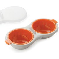 Cuiseur À ¿Ufs Micro-Ondes (Orange), Cuiseur À ¿Ufs Vidangable En Silicone Comestible À 2 Chambres, Gobelets Antiadhésifs Pour Cuiseur À ¿Ufs, Passe