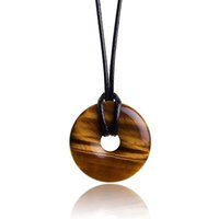 Asas-Pendentif En Pierre Précieuse Authentique Collier En Cristal Avec Pendentif Donut Et Ruban En Corde De Qualité Pierre De Guérison/Porte-Bonheur