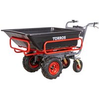 Brouette électrique 4 roues à châssis tubulaire extensible et amovible + benne plastique 300L 300KG