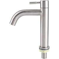 Robinet D'évier, Robinet D'eau à une Poignée, Robinet de Cuisine Froide Simple avec Tirette en Brossé, Commerciaux Modernes en Acier
