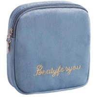 1pc Portable Serviette Hygiénique Sac De Rangement Coin Rangement Pouch Zippé Type Portefeuille Grande Capacité Sac À Main Pour Les Bureaux De Voyage En Plein Airy-Bleu