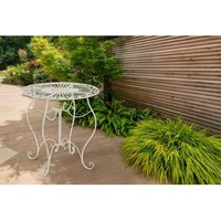 Table De Jardin Avec Plateau Rond En Métal Crème Antique