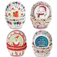 400 Pièces Emballages De Cupcake De Noël, Doublures De Cupcake Du Père Noël, Tasses De Cupcake De Bonhomme De Neige, Tasses De Cuisson En Papier