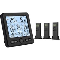 Station météo sans fil avec 3 capteurs extérieurs Thermomètre et hygromètre numérique intérieur/extérieur avec calibrage de température/humidité Al