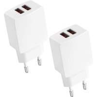 Chargeur Usb (2 Pièces), Prise Murale Double Usb 5v2.1a, Adaptateur Secteur Compatible Avec Téléphones Portables (Iphone, Samsung, Huawei, Xiaomi),
