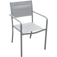 1 X CHAISE EN ACIER AVEC ACCOUDOIRS ALBIO tissu gris tourterelle