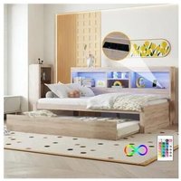 Sofabed, Daybed, Daybed, 90*200cm , Couchette, Prise de courant + USB, Sans matelas, Naturel