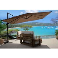 Bundle Parasol Rectangulaire 3x4m Déporté Rotatif Marron Aluminium + H