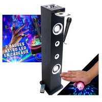 Colonne son HIFI Inovalley HP49CD, 100W USB Bluetooth RADIO 2 Microphones Karaoké + supports, Bagues LED EN CADEAUX