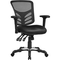 Siège De Bureau Pivotant Fauteuil Ergonomique En Maille Respirant 3 Leviers De Réglage, Support Lombaire, Avec Accoudoir Réglable En Polyuréthane,