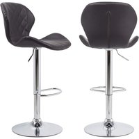2 X Tabouret De Bar Industrielle Vintage, Chaise De Bar En Cuir Et Métal, Rotatif À 360°Et Hauteur Réglable 57-80cm, Siège Cuisine Avec Dossier Et