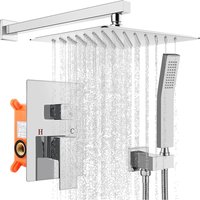 Colonne de Douche Encastrée Ensemble de Douche Encastré Douche Encastrable Set Chromé Kit Douche Encastrable avec Tête de Douche Carrée 25x25cm