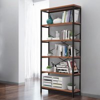 5 Niveaux Étagère, Étagère De Rangement En Bois Et Métal, Étagère De Livres, Plantes, Bibliothèque, Étagère Pour Salon, Chambre, Bureau, Cuisine,