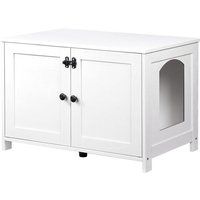 Niche Pour Chat, Armoire Pour Chat, Maison De Toilettes Avec Doubles Portes, Avec Interne Planche Réglable, Cadre En Bois Robuste, Pour Salon,