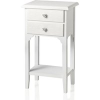 Table De Nuit Style Shabby Chic, Table De Chevet Avec 2 Tiroirs Et 1 Étagère, Table Basse De Salon Et Salle De Bain En Bois Mdf Decoré Et Rose