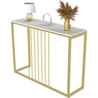 Console Meuble Entrée En Marbre, Table Console Scandinave Blanche Meuble D'entrée Bout De Canapé Doré Table D'entrée Pour Couloir Salon -