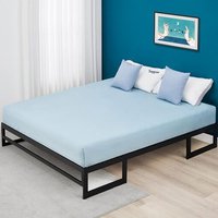 Cadre De Lit Double 31.5 Cm,Plateforme En Métal,Cadre De Fondation,Pas Besoin De Sommier Tapissier,Support De Lattes En Acier Robuste,Espace De