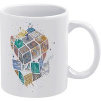 Tasse Blanche À Motif Rubik's Cube, Tasse À Café En Céramique, Grande Capacité, Facile À Nettoyer, Adaptée À Un Usage Domestique Et Professionnel,