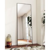 Miroir Sur Pied, 144 X 45 Cm, Grand, Miroir Pleine Longueur, Avec Cadre En Aluminium, Pour Chambre À Coucher, Salon Et Salle De Bain, Noir