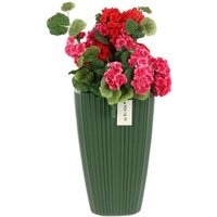 Pot De Fleurs Haut Carré H 60 Cm Vert Rainures Élégantes