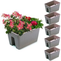 5x Potting Box 27.2 cm x 39.6 cm Rotin Mokka 13 L balustrade garde-corps