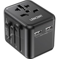 Adaptateur de Voyage,Adaptateur Prise Universelle avec 2 USB,secteur international avec prise UK US EU AUS,mini et compact,chargeur de voyage mondial