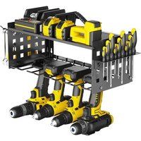 Étagère de rangement à 2 couches pour outils électriques,étagère à outils pour 4 supports de perceuse,support mural robuste pour