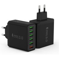 Chargeur Mural Rapide Usb 3.0 33w/6a 6 Ports,Adaptateur Prise Secteur Multiple Universel Pour Iphone 12/11/Xr/Xs/X,Samsung Galaxy