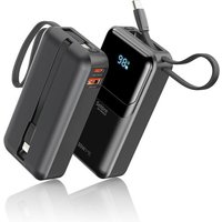 Batterie Externe 10000mah,Pd 30w Usb C Power Bank Charge Rapide Câble Intégré,Chargeur Portable Powerbank Grande Capacité Avec 4 Sorties Pour Iphone
