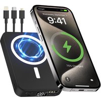Batterie Externe 10000mah Avec 3 Câbles,Sans Fil Power Bank Charge Rapide Pd 20w,Usb C Chargeur Portable Avec Affichage Lcd,Compatible Pour Iphone 16