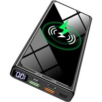 Batterie Externe Sans Fil 22,5 W Pd20w Qc 3.0 Avec Écran Led 10 000 Mah Avec Chargeur Rapide Portable,2 Entrées Et 4 Sorties (Qi Et Usb C) Pour