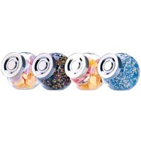 Alpina Bocal Verre ¿ Lot de 4 Bocaux 200 ml avec Couvercle à Vis ¿ Bocal Epices Cuisine en Verre Transparent pour Bonbons, Épices ou Décoration