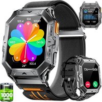 Montre Connectée Homme Avec Appel Bluetooth, 2.13"" Amoled Militaire Sport Smartwatch 100+ Sport/Fréquence Cardiaque/Sommeil, 1000mah Ip68 Étanche