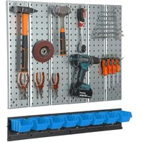 Mur d'outils en métal Système de stockage d'outils Boîtes Bleu Atelier Garage