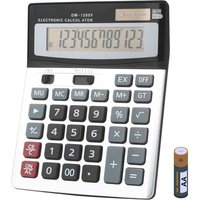 Calculatrice de poche standard à grandes touches-Double alimentation (solaire et batterie)-Pour bureau,maison,école (argenté)