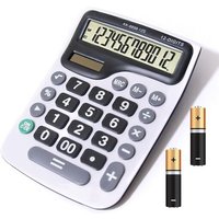 Calculatrice de bureau à 12 chiffres avec grand écran LCD et bouton sensible,double énergie solaire et batterie,fonction standard pour bureau (YE8898)