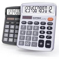 Calculatrice de Bureau 12 Chiffres avec Grand écran LCD et Bouton Sensible,Double Alimentation Solaire et Batterie,Fonction Standard pour
