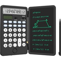 Calculatrice de Base Rechargeable Améliorée avec Bloc-Notes de 6,5 Pouces,Calculatrice Standard de Poche à 12 Chiffres Fonction 2 en 1 Portable pour