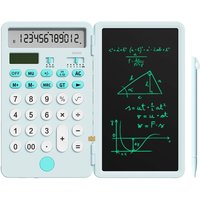 Calculatrice de Base Rechargeable Améliorée avec Bloc-Notes de 6,5 Pouces,Calculatrice Standard de Poche à 12 Chiffres Fonction 2 en 1 Portable pour