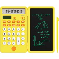 Calculatrice de Base Rechargeable Améliorée avec Bloc-Notes de 6,5 Pouces,Calculatrice Standard de Poche à 12 Chiffres Fonction 2 en 1 Portable pour