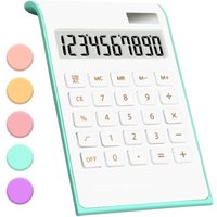 Calculatrice de Bureau Bleu Sarcelle,Fournitures et Accessoires de Bureau Verts,Calculatrice de Bureau de Base à Batterie solaire à 10