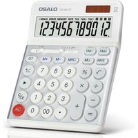 Calculatrice de Bureau Avec Fonction TVA,Grand Écran,Grands Boutons,12 Chiffres pour la Maison et le Bureau (OS-8812T)