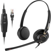 Casque de téléphone RJ9 avec microphone à double réduction du bruit pour Polycom VVX310 VVX410 VVX411 Mitel 5220 5312 5320 Avaya 1408 1416 9508